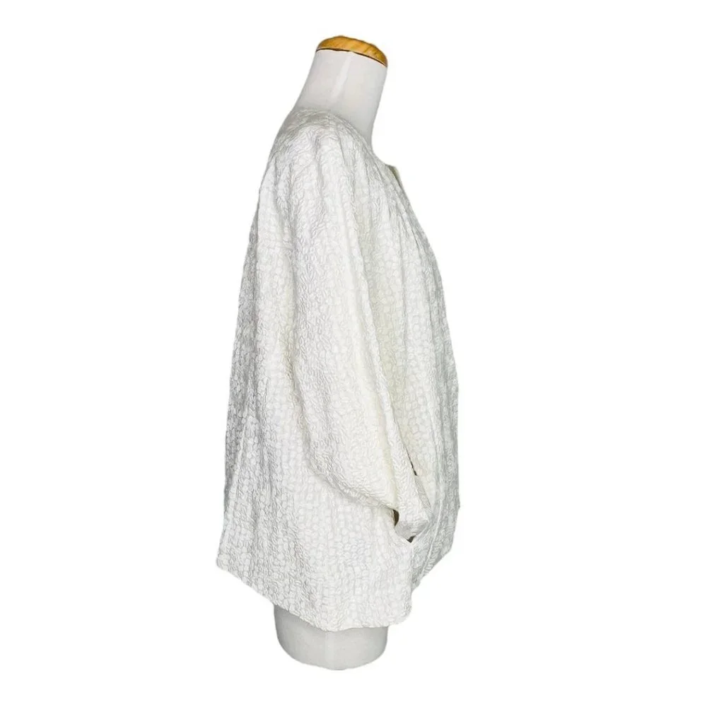 Eileen Fisher Open Front Swing Jacket Embroidered Cotton Square SZ M NWT - Picture 5 of 14